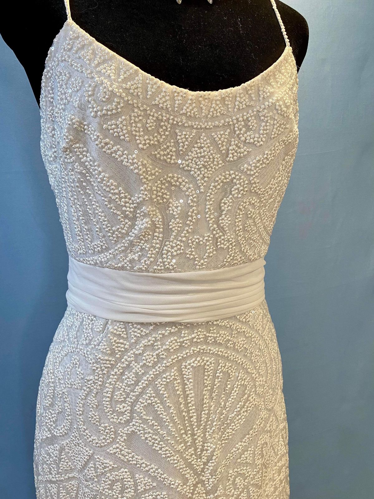 Style ICYLN Ines Di Santo Size 12 Lace White Floor Length Maxi on Queenly