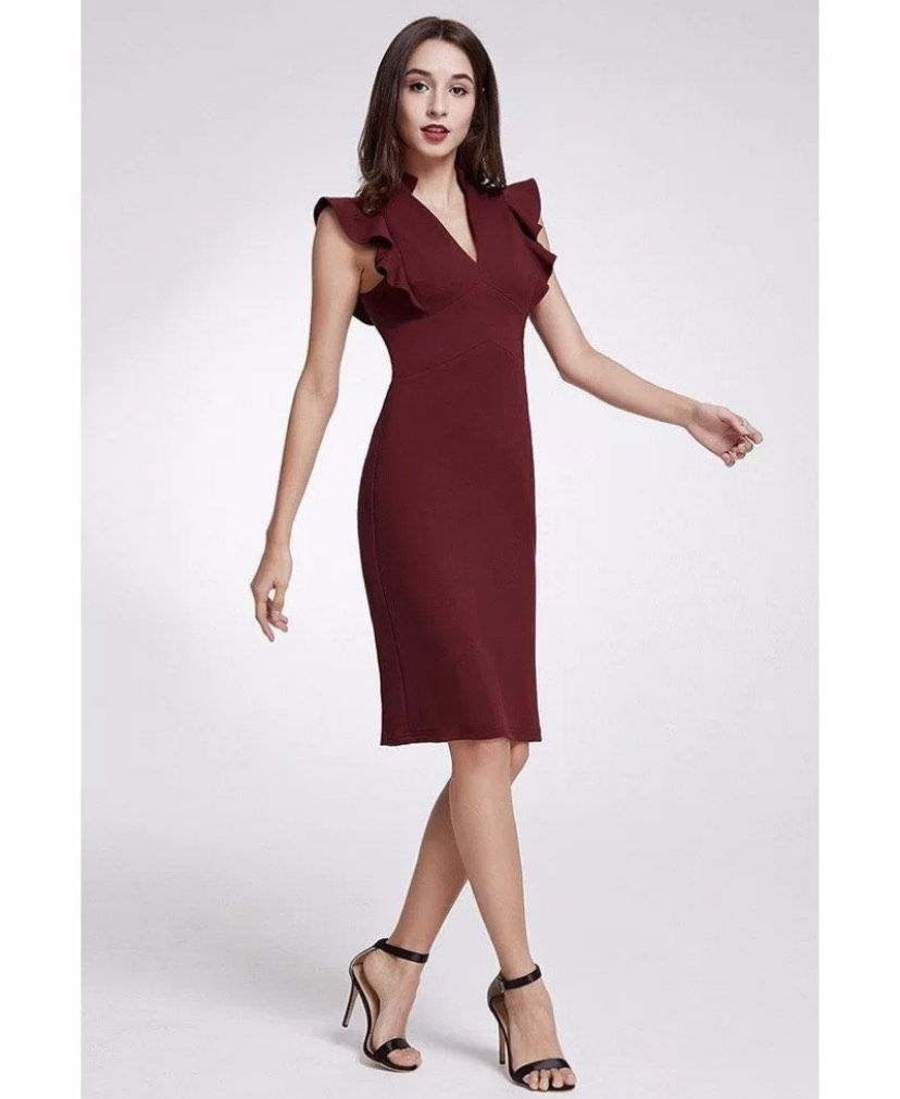 Plus Size 16 Burgundy Red Cocktail Dress on Queenly