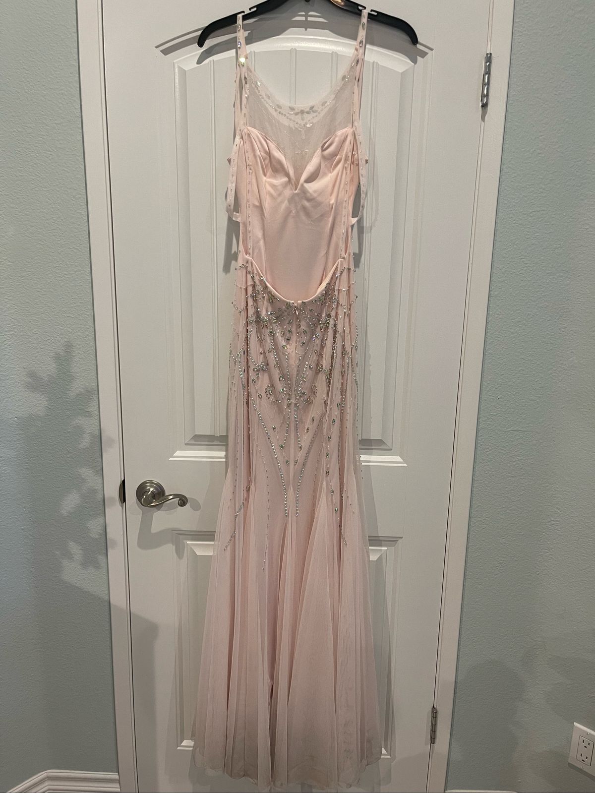 Size 4 Prom Sequined Light Pink Floor Length Maxi on Queenly