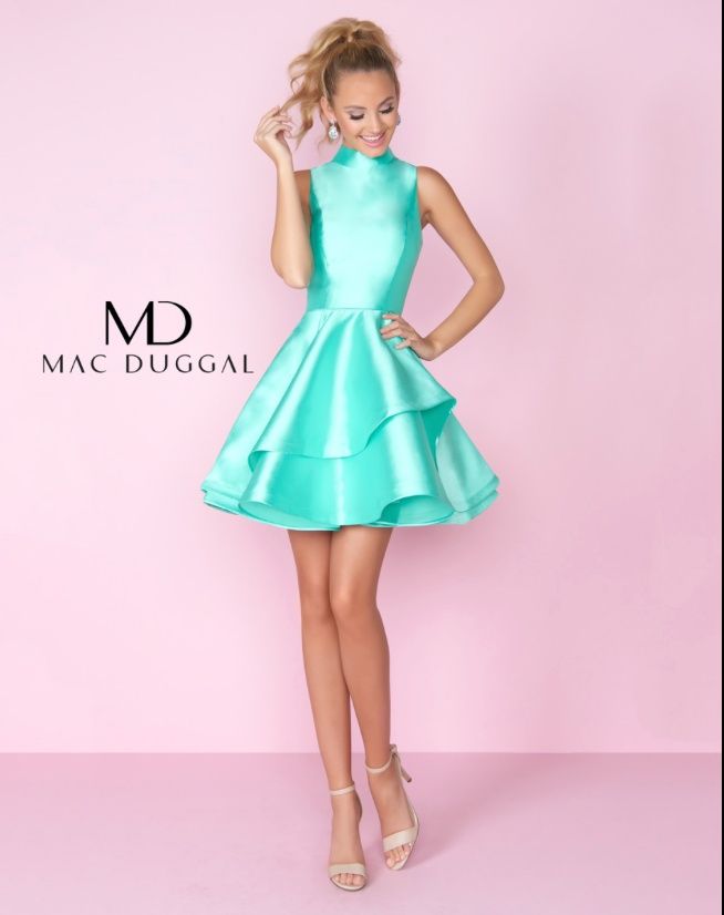 Style 66570C Mac Duggal Size 6 Green Cocktail Dress on Queenly