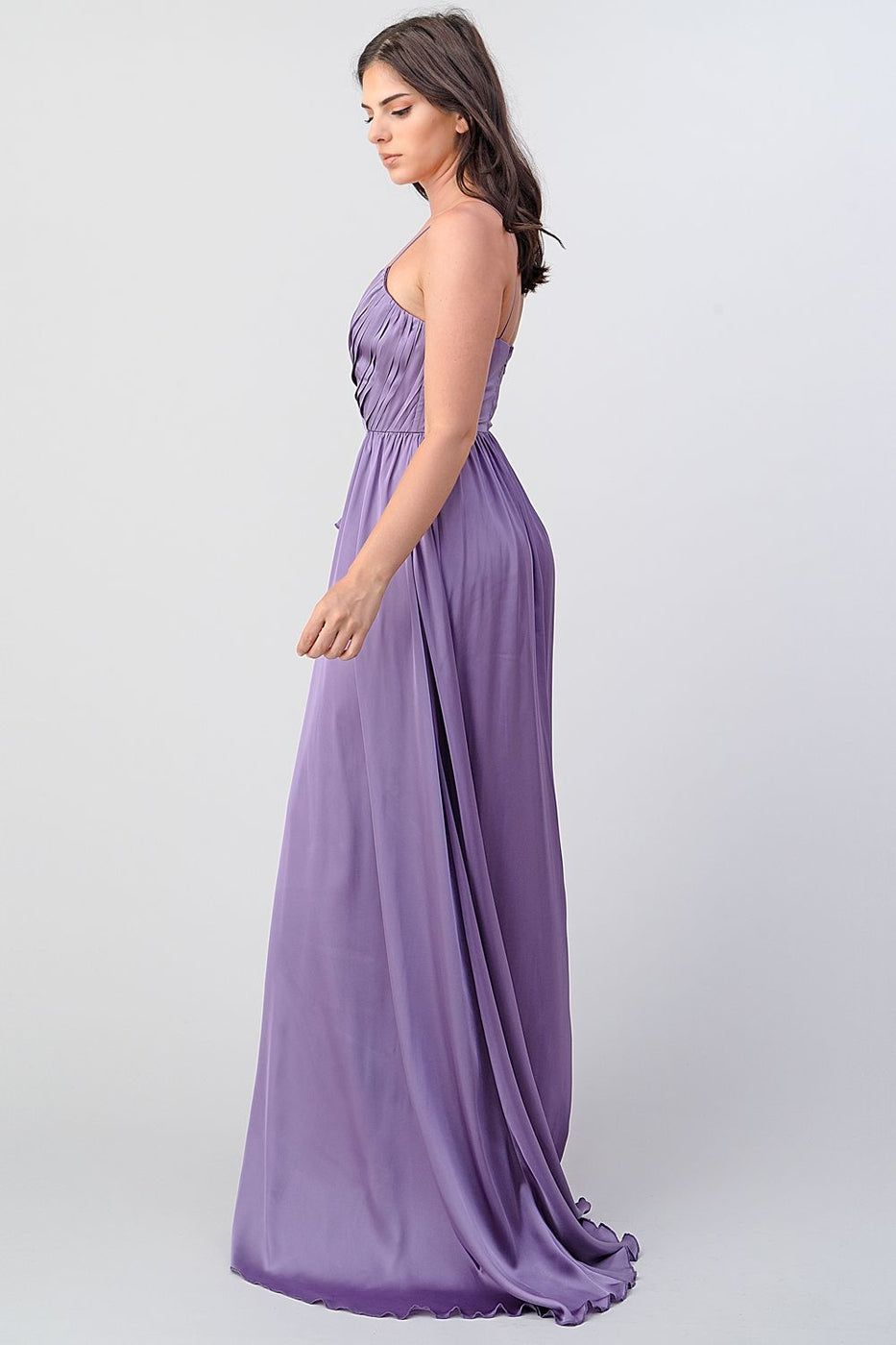 Style NATALIE 1704 Minuet Size 6 Purple Side Slit Dress on Queenly