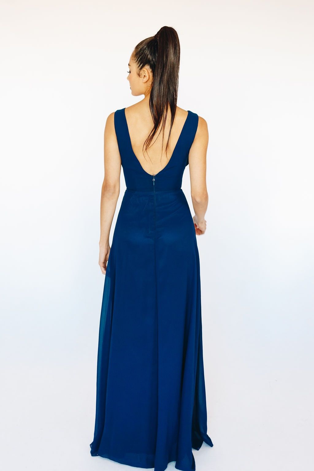 Style 8442 Minuet Size 6 Navy Blue Floor Length Maxi on Queenly