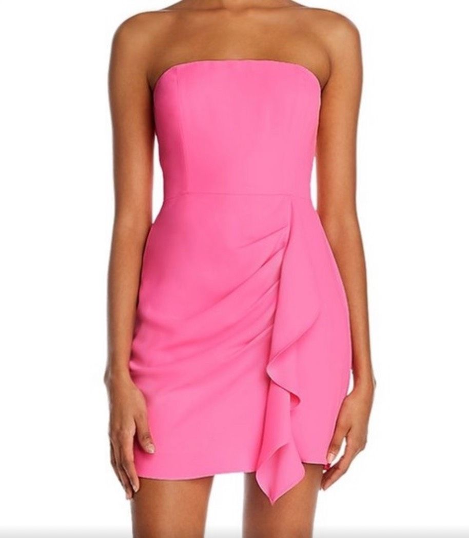 Size 2 Homecoming Satin Hot Pink Cocktail Dress on Queenly