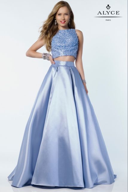 Style 6789 Alyce Paris Size 2 Satin Light Blue A-line Dress on Queenly