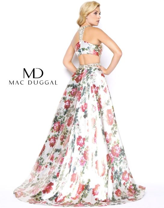 Style 66036M Mac Duggal Size 6 Prom Floral White A-line Dress on Queenly