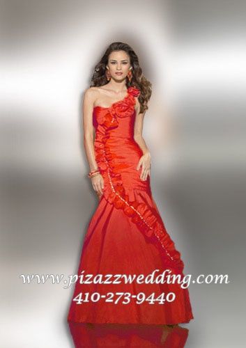 Style 8752 Mori Lee Paparazzi Size 10 Floral Red Mermaid Dress on Queenly