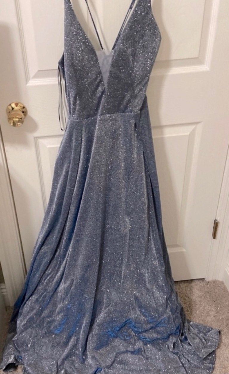 My Michelle Size 12 Prom Blue Ball Gown on Queenly