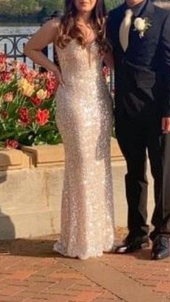La Femme Size 2 Prom Sequined Nude Mermaid Dress on Queenly