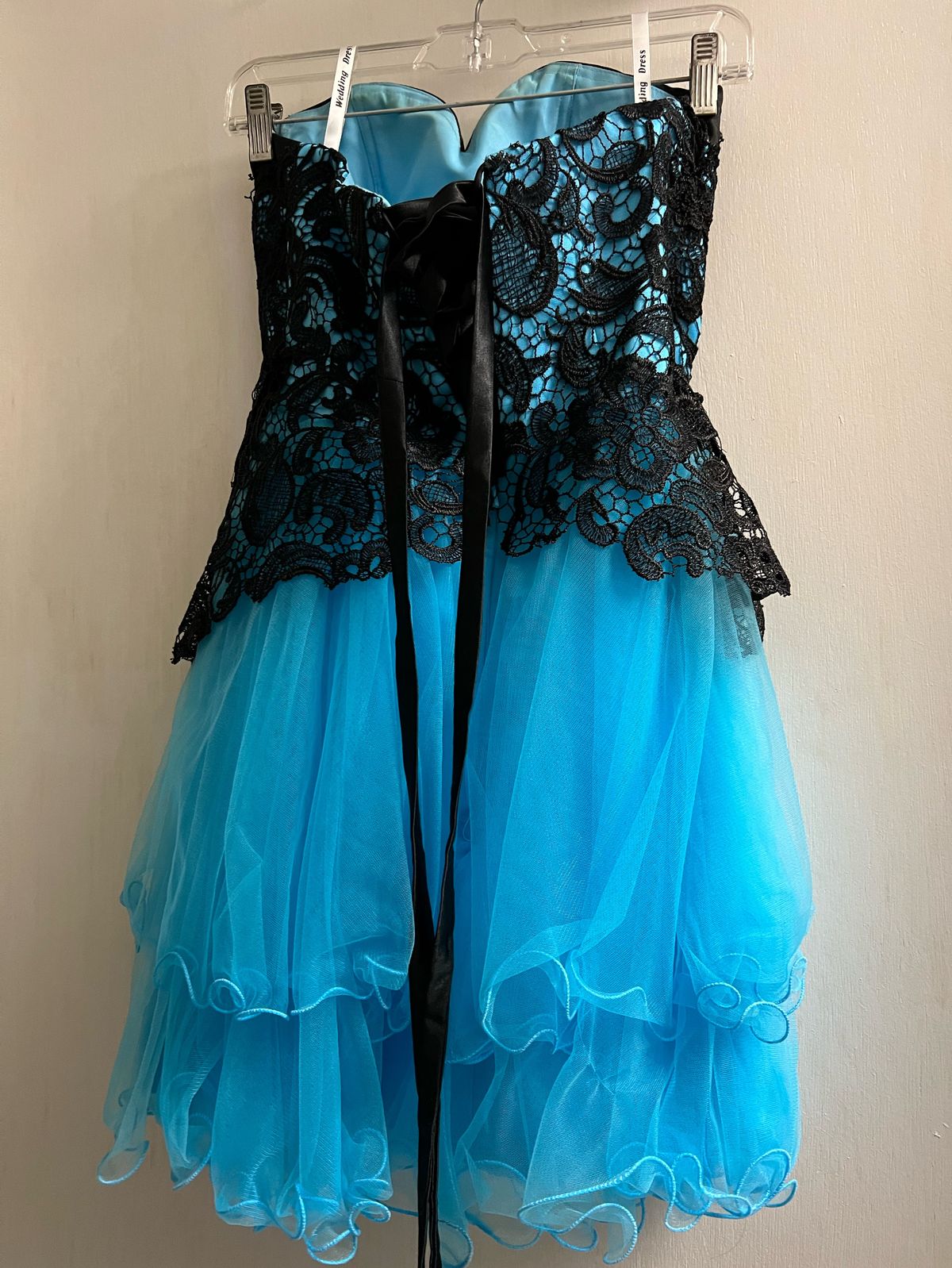 Size 4 Strapless Blue A-line Dress on Queenly