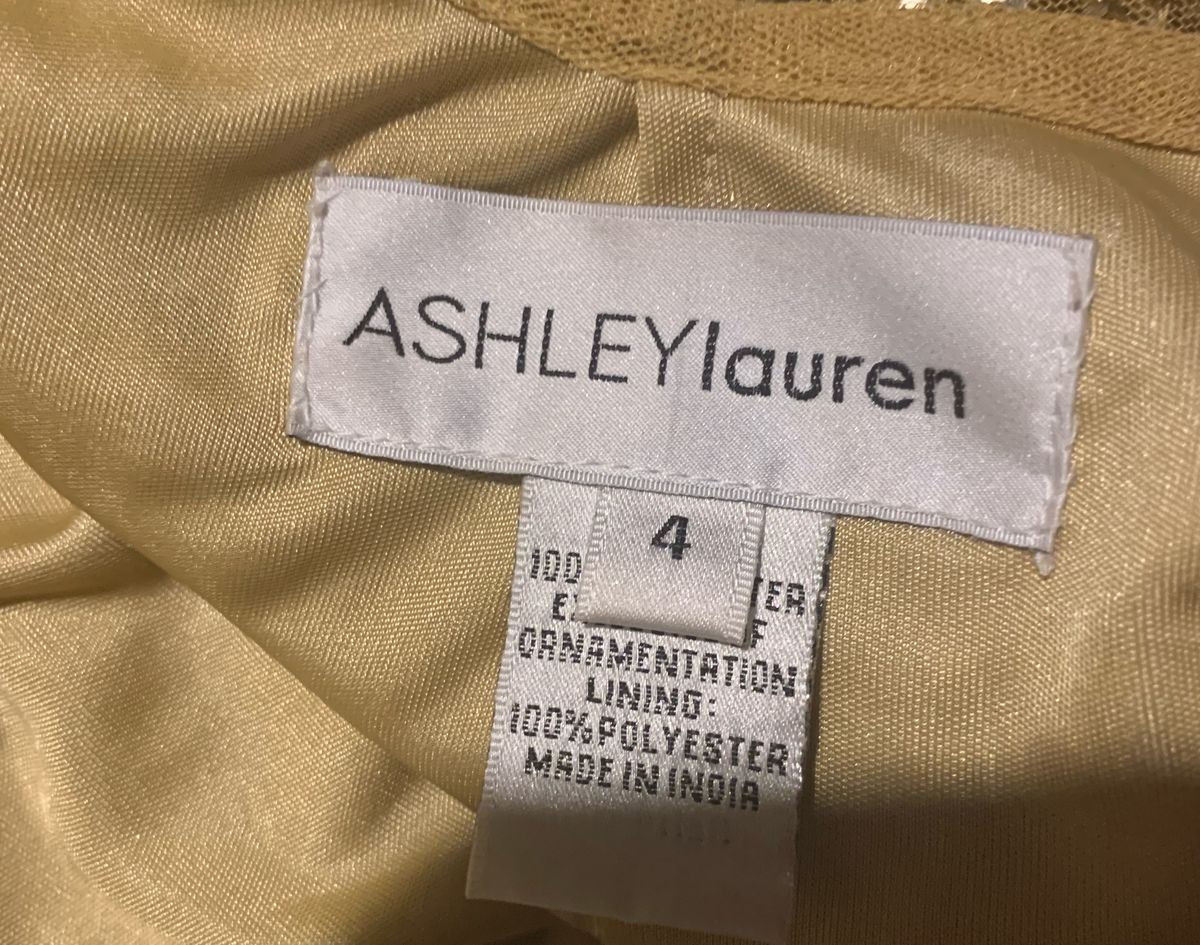 Ashley Lauren Size 4 Gold Cocktail Dress on Queenly