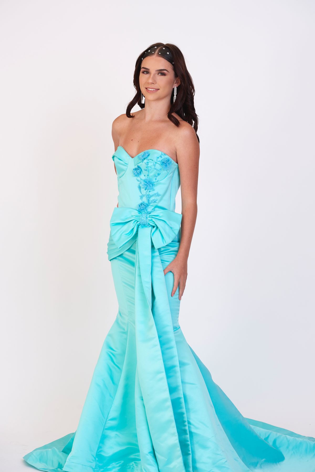 YDC Size 14 Strapless Blue Mermaid Dress on Queenly