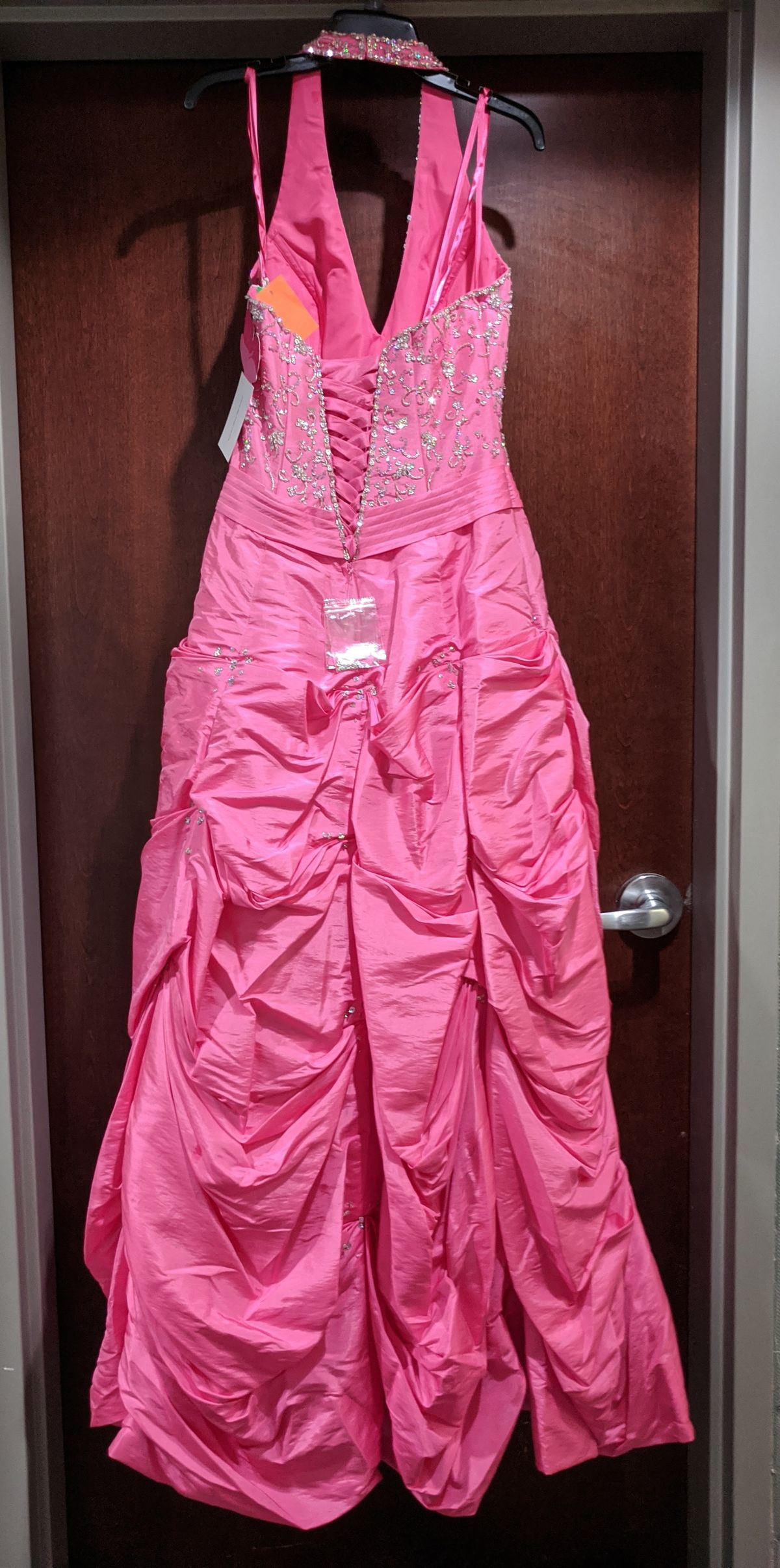 Style 8428 MoriLee Size 10 Prom Sequined Hot Pink Ball Gown on Queenly