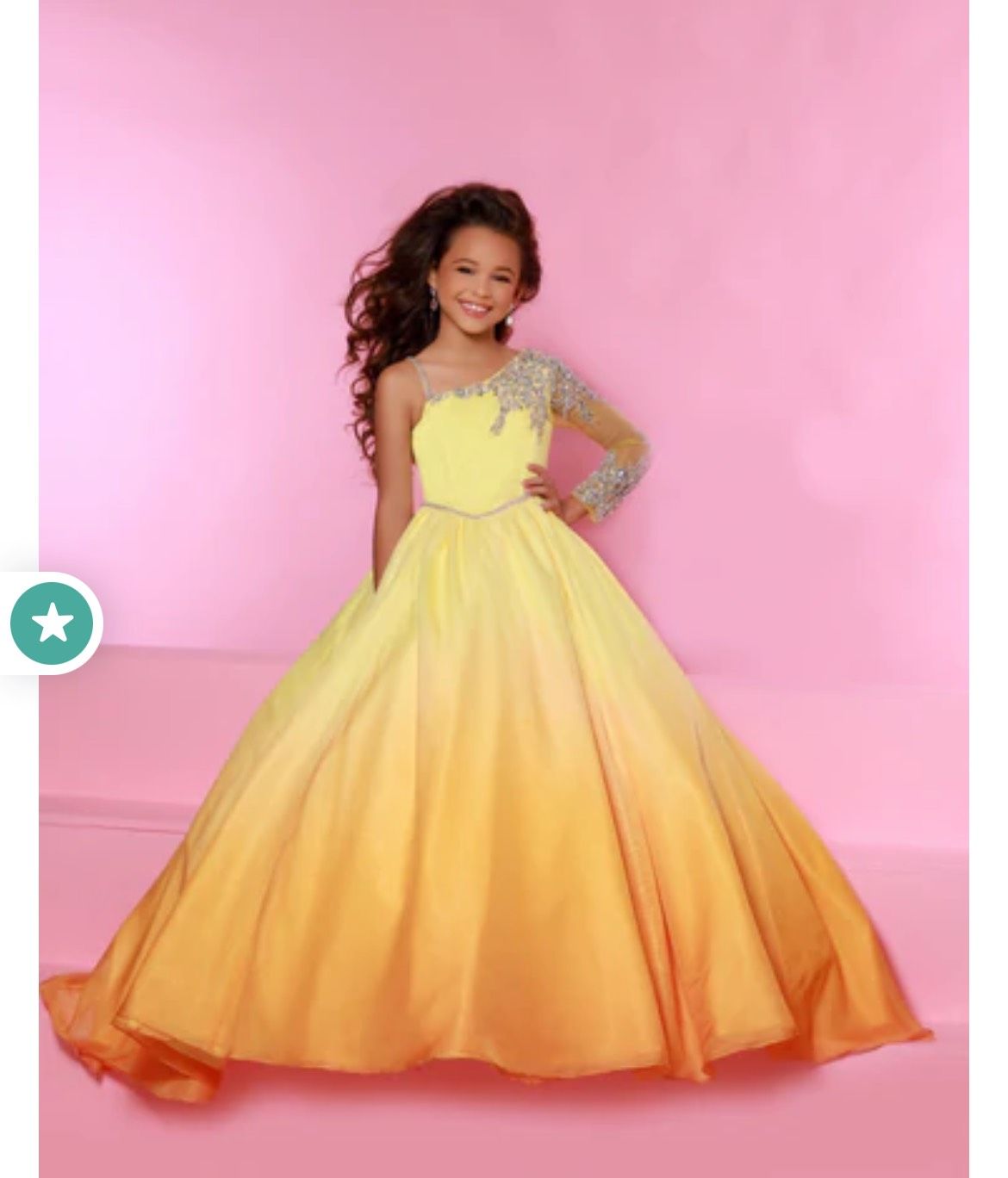 Johnathan Kayne Girls Size 8 Yellow Ball Gown on Queenly
