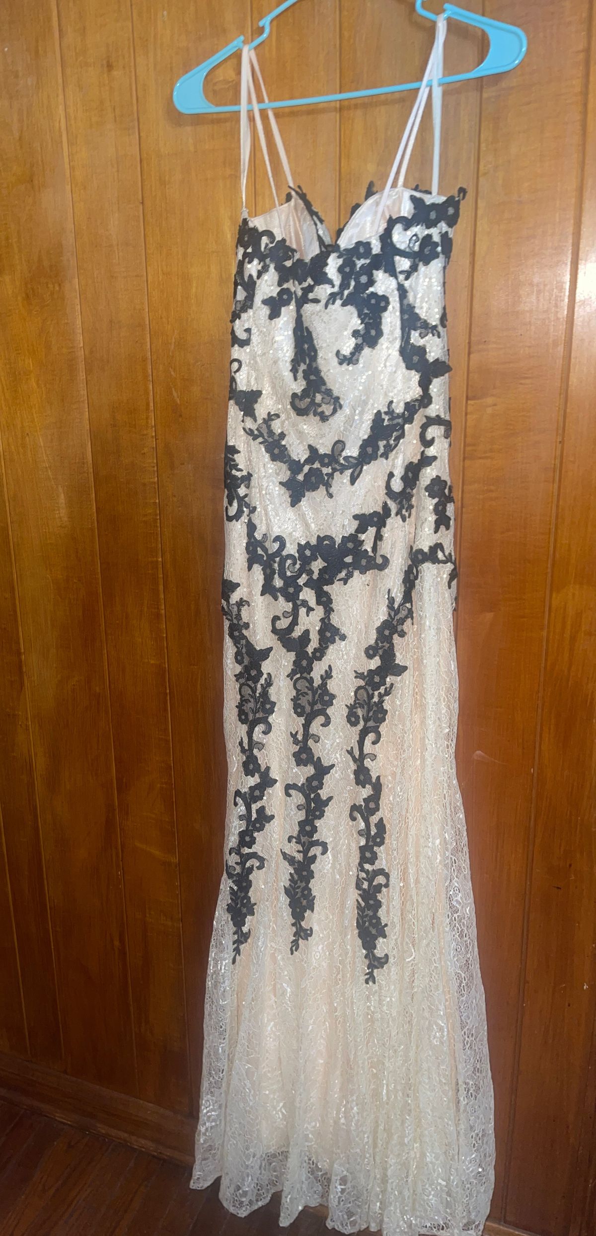 Dave and Johnny Size 8 Lace Nude Floor Length Maxi on Queenly