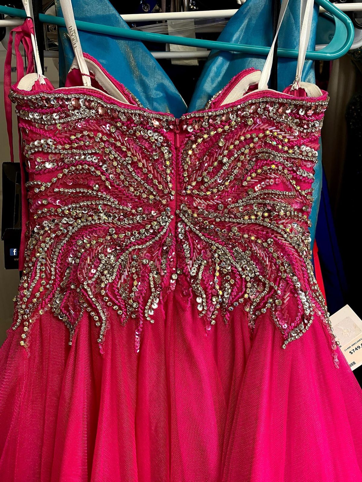 Jovani Size 0 Prom Sequined Hot Pink Ball Gown on Queenly