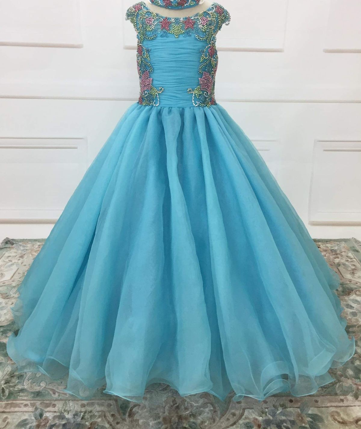 DFG Couture Girls Size 8 Blue Ball Gown on Queenly
