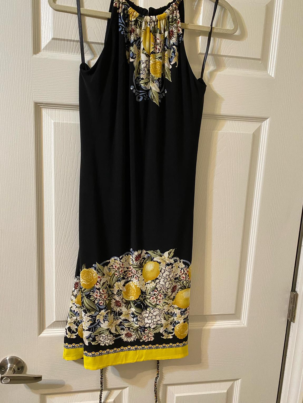 White House Black Market Size 2 Halter Floral Black A-line Dress on Queenly