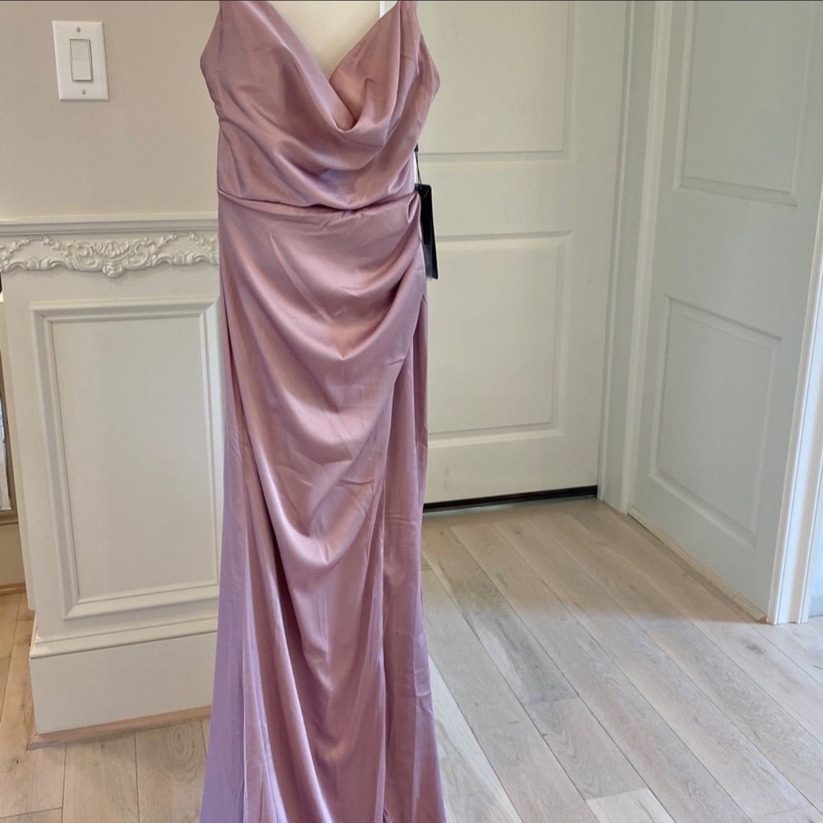 Size 4 Prom Satin Light Pink Side Slit Dress on Queenly