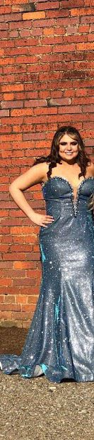 Size 14 Prom Blue A-line Dress on Queenly