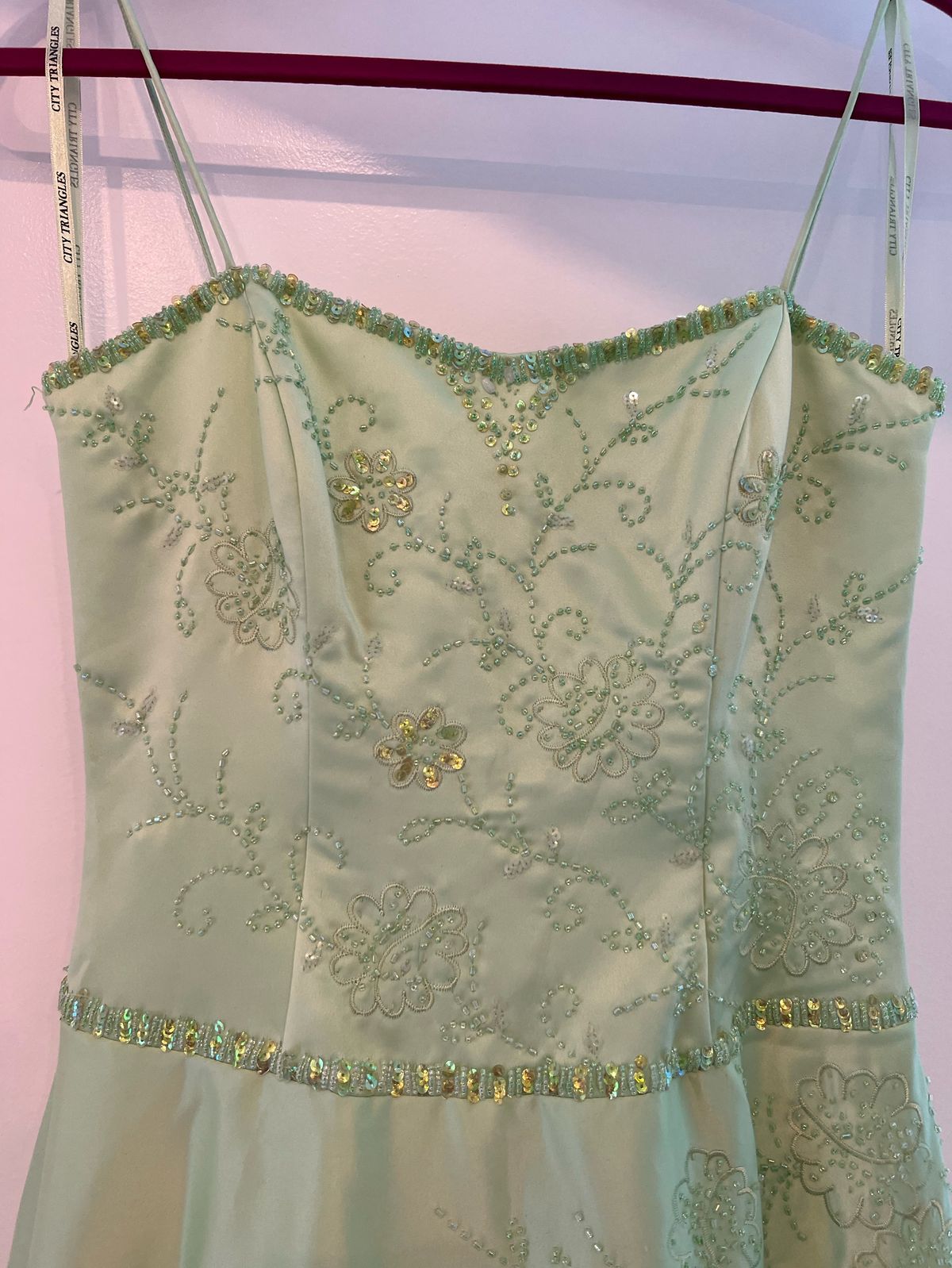 Girls Size 3 Pageant Light Green Dress With Train on Queenly