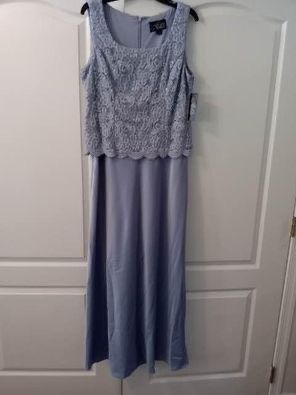 Size 12 Long Sleeve Lace Purple Floor Length Maxi on Queenly