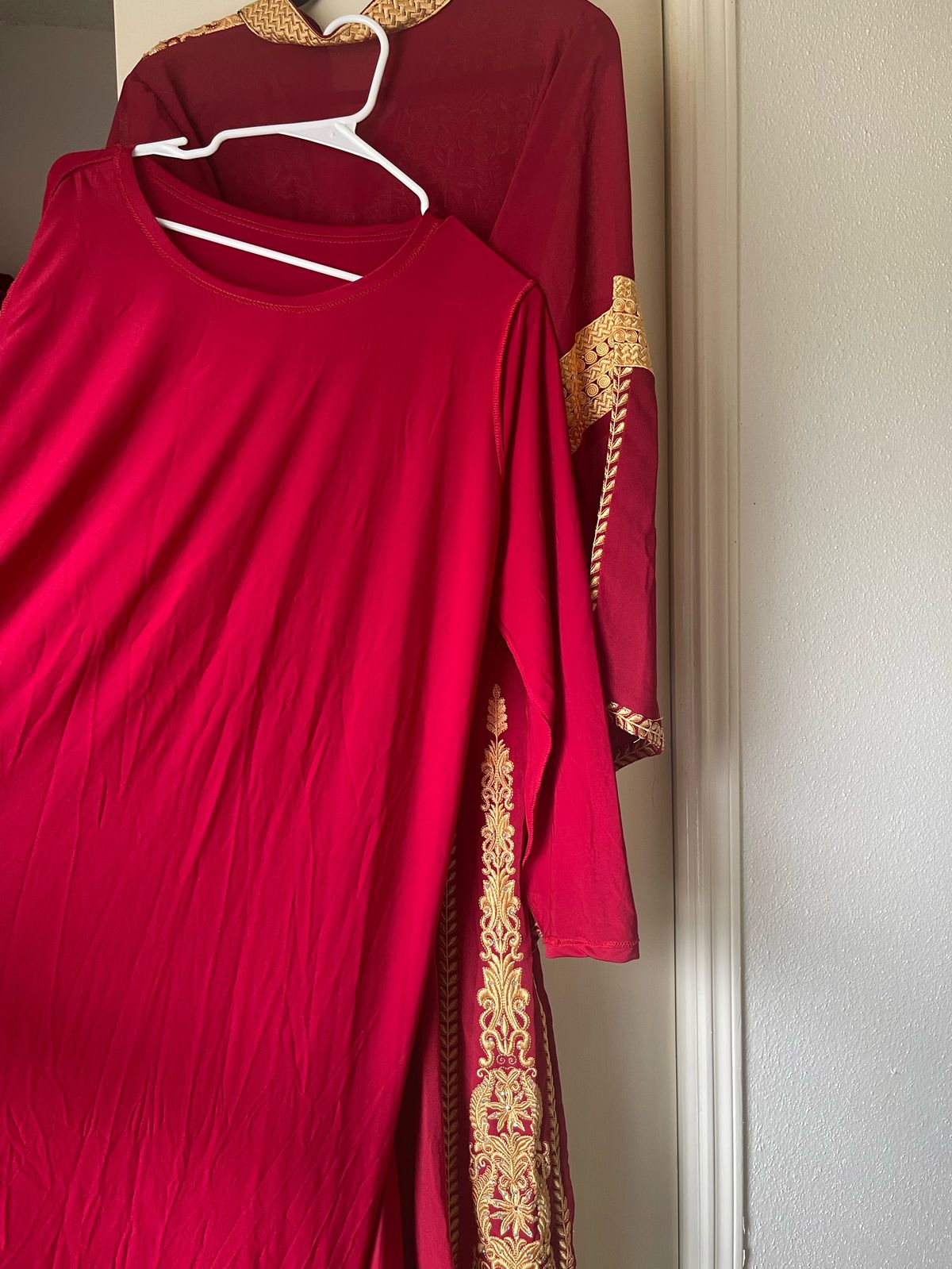 Plus Size 32 Long Sleeve Red Dress With Train on Queenly