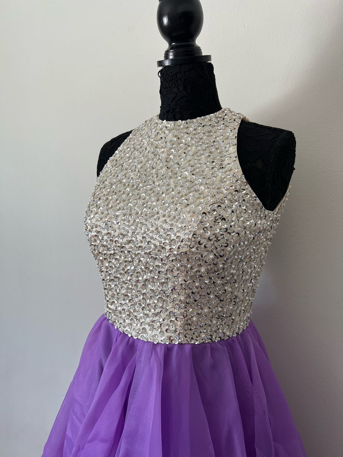 Size 6 Prom Sequined Purple A-line Dress on Queenly
