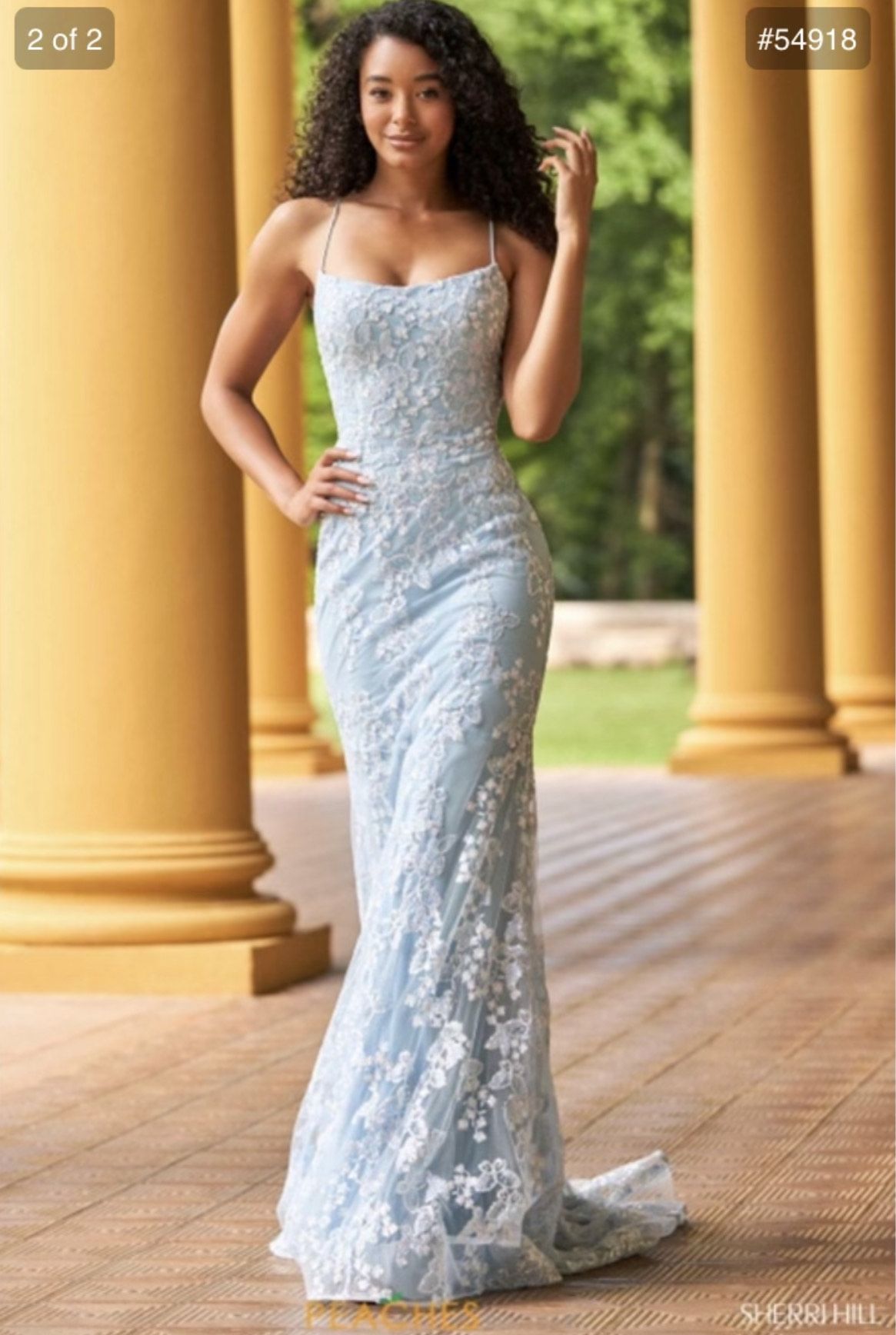 Sherri Hill Size 6 Prom Lace Light Blue Mermaid Dress on Queenly