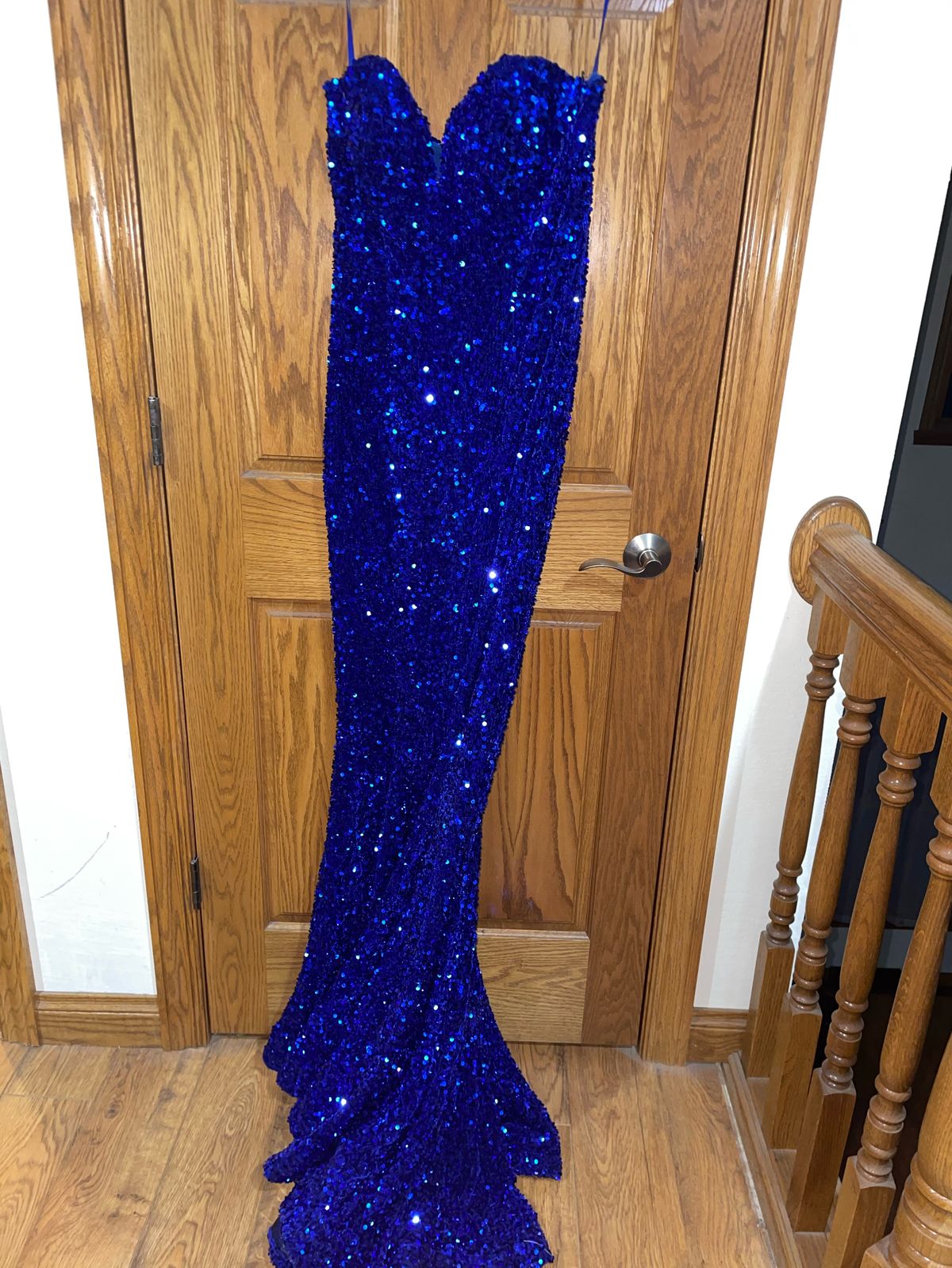 Portia and Scarlett Size 4 Sequined Blue Mermaid Dress on Queenly
