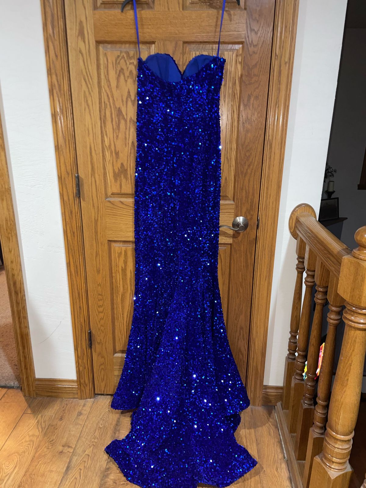 Portia and Scarlett Size 4 Sequined Blue Mermaid Dress on Queenly