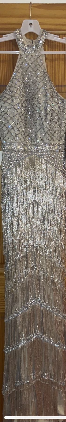 Size 0 Sequined Gold Floor Length Maxi on Queenly