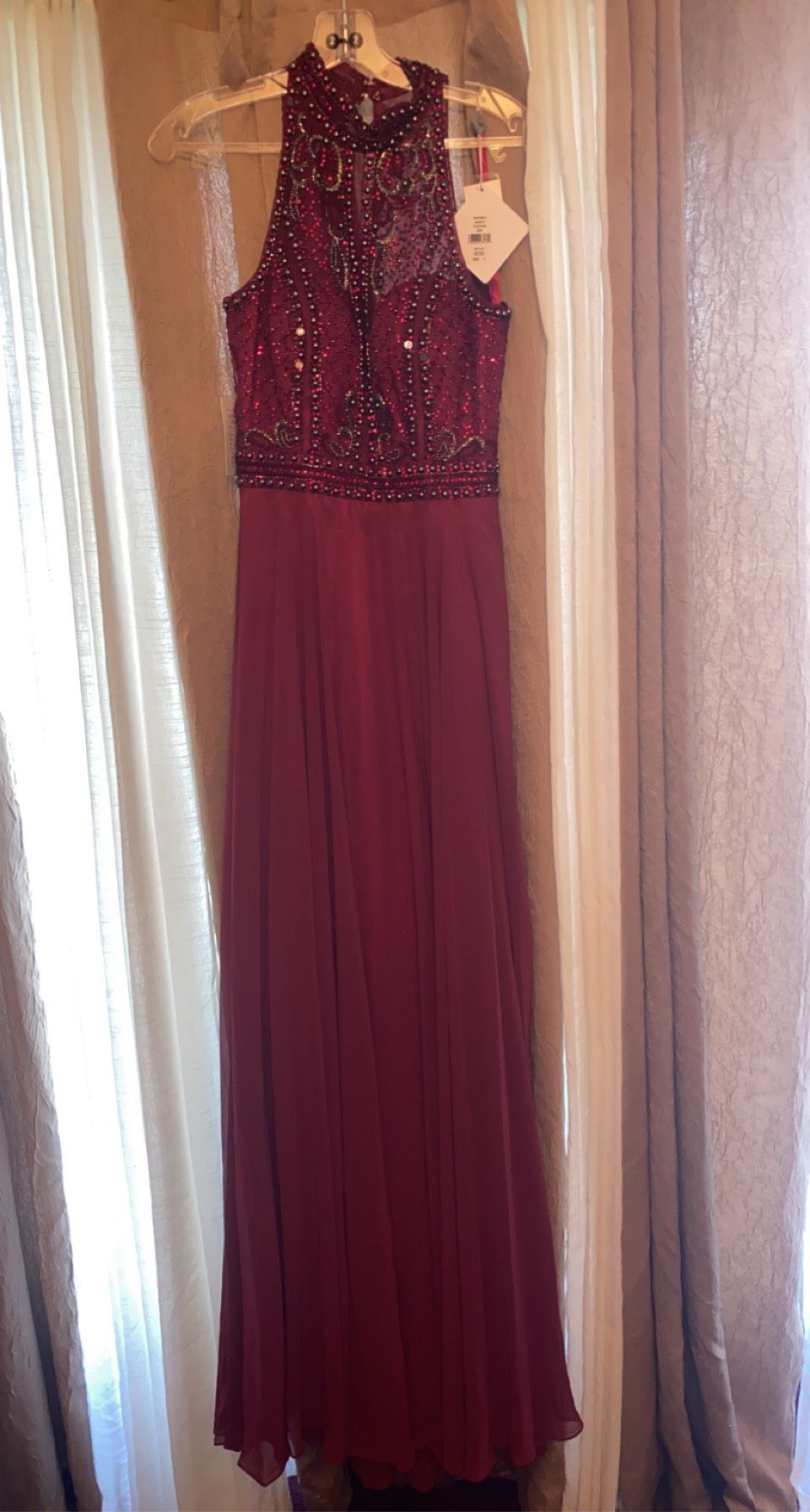 Size 2 Halter Red A-line Dress on Queenly