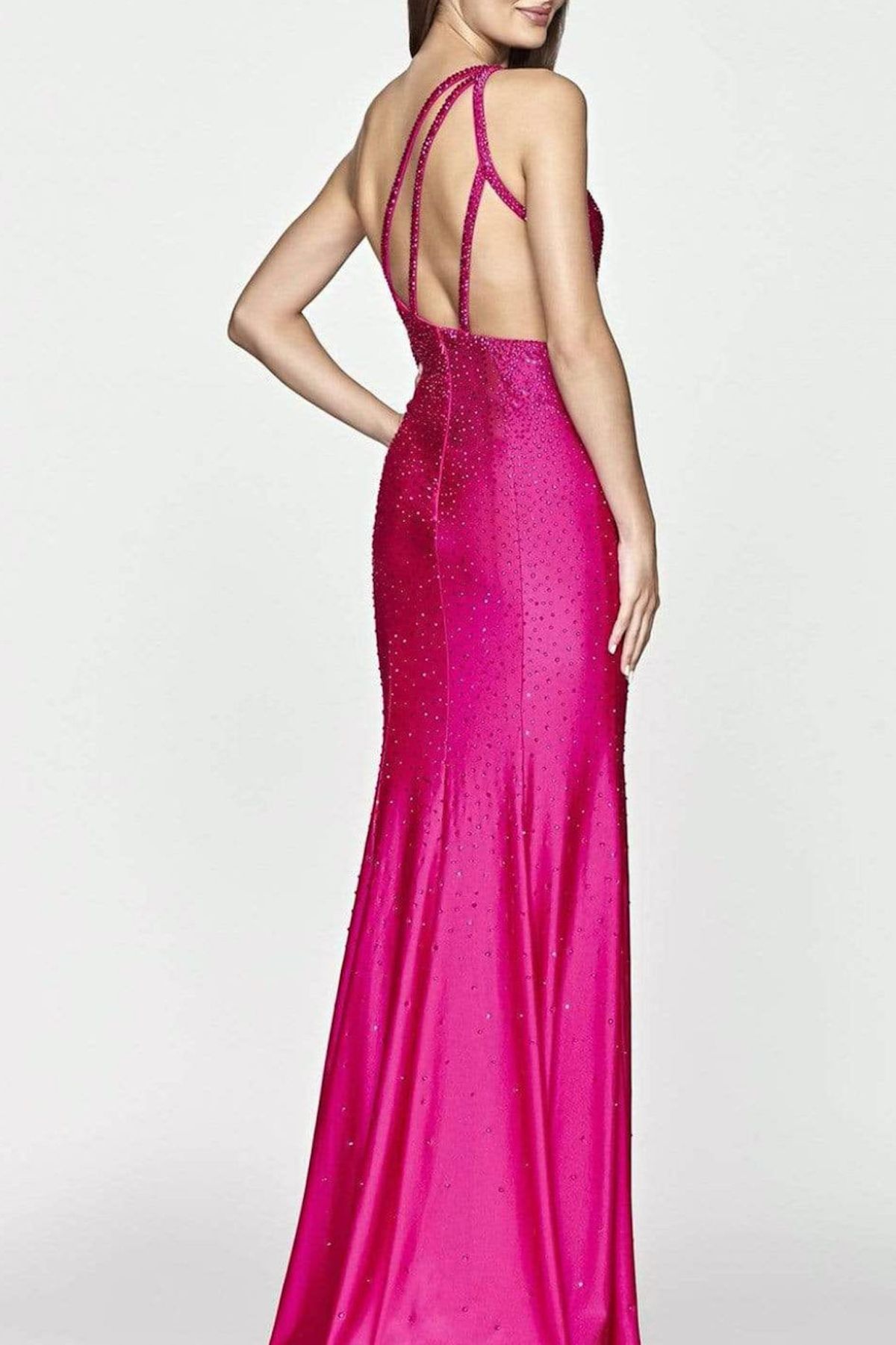 Style S10632 Faviana Size 4 One Shoulder Sequined Purple Side Slit Dress on Queenly
