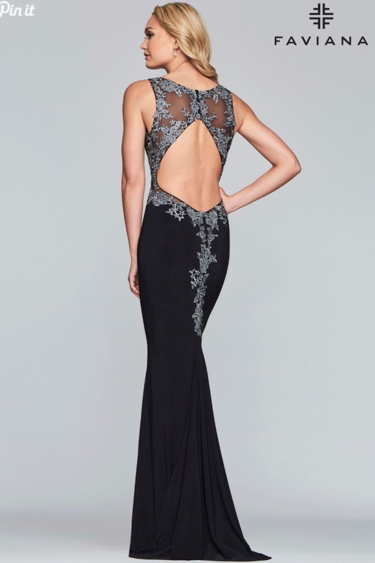 Style S7999 Size 8 Lace Black Floor Length Maxi on Queenly