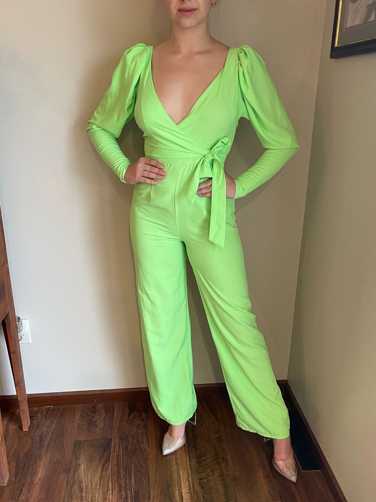 Size 4 Pageant Green Formal Jumpsuit on Queenly