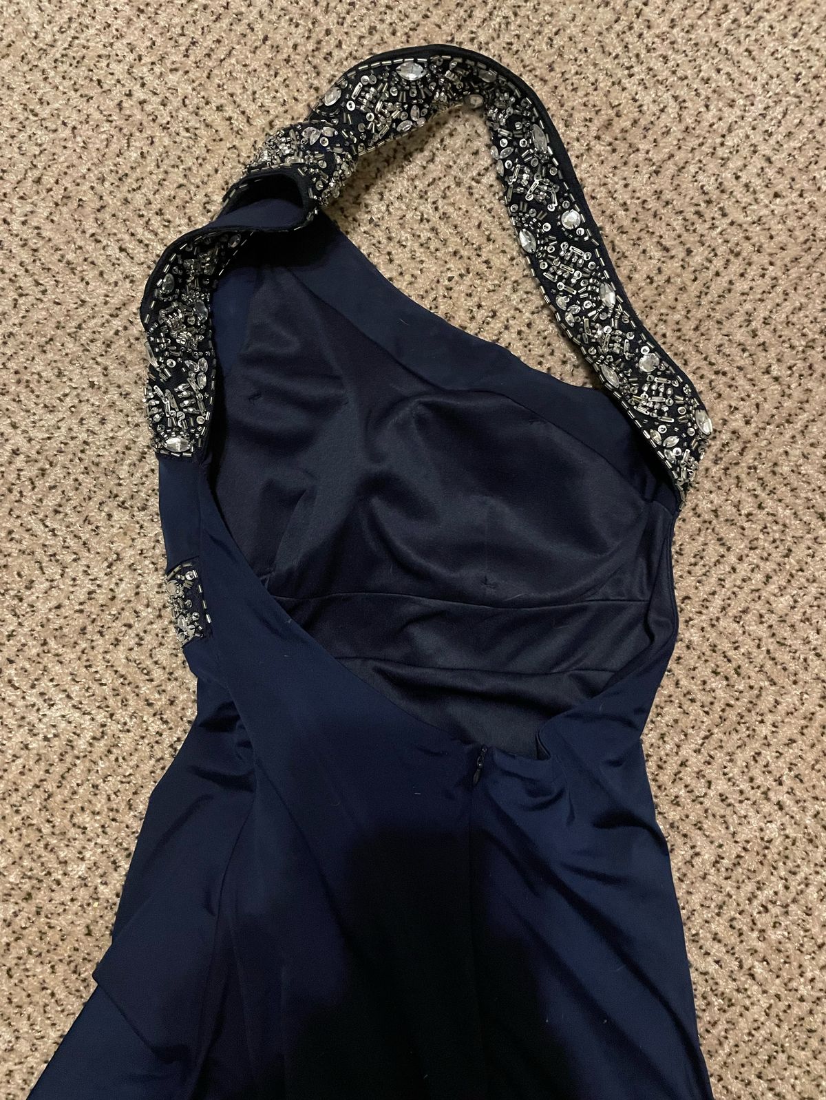 Size 0 Off The Shoulder Navy Blue Floor Length Maxi on Queenly