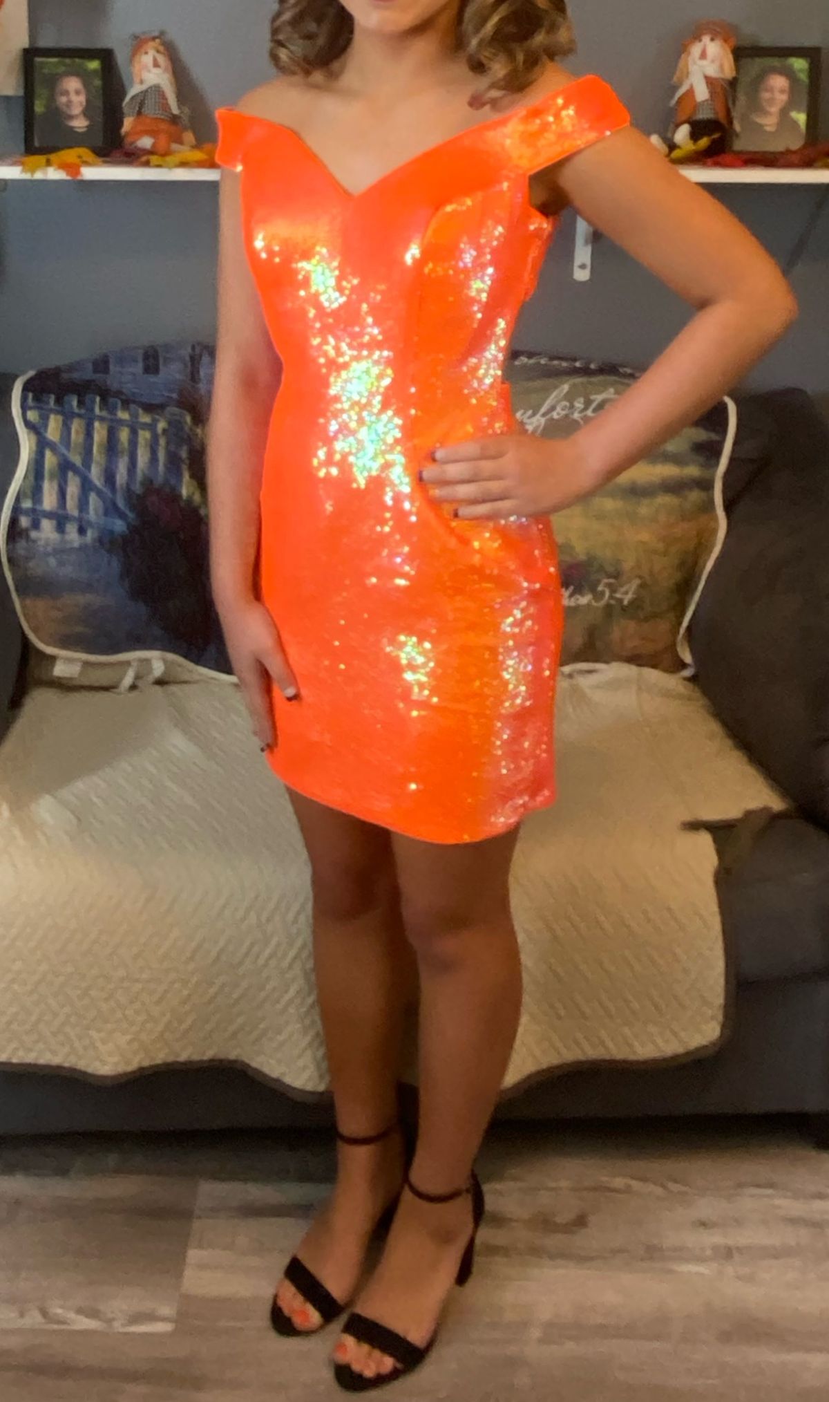 Ashley Lauren Size 6 Homecoming Orange Cocktail Dress on Queenly