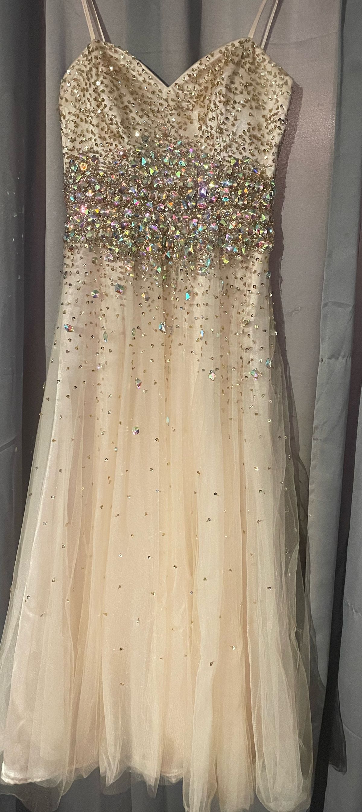 Size 10 Gold Floor Length Maxi on Queenly