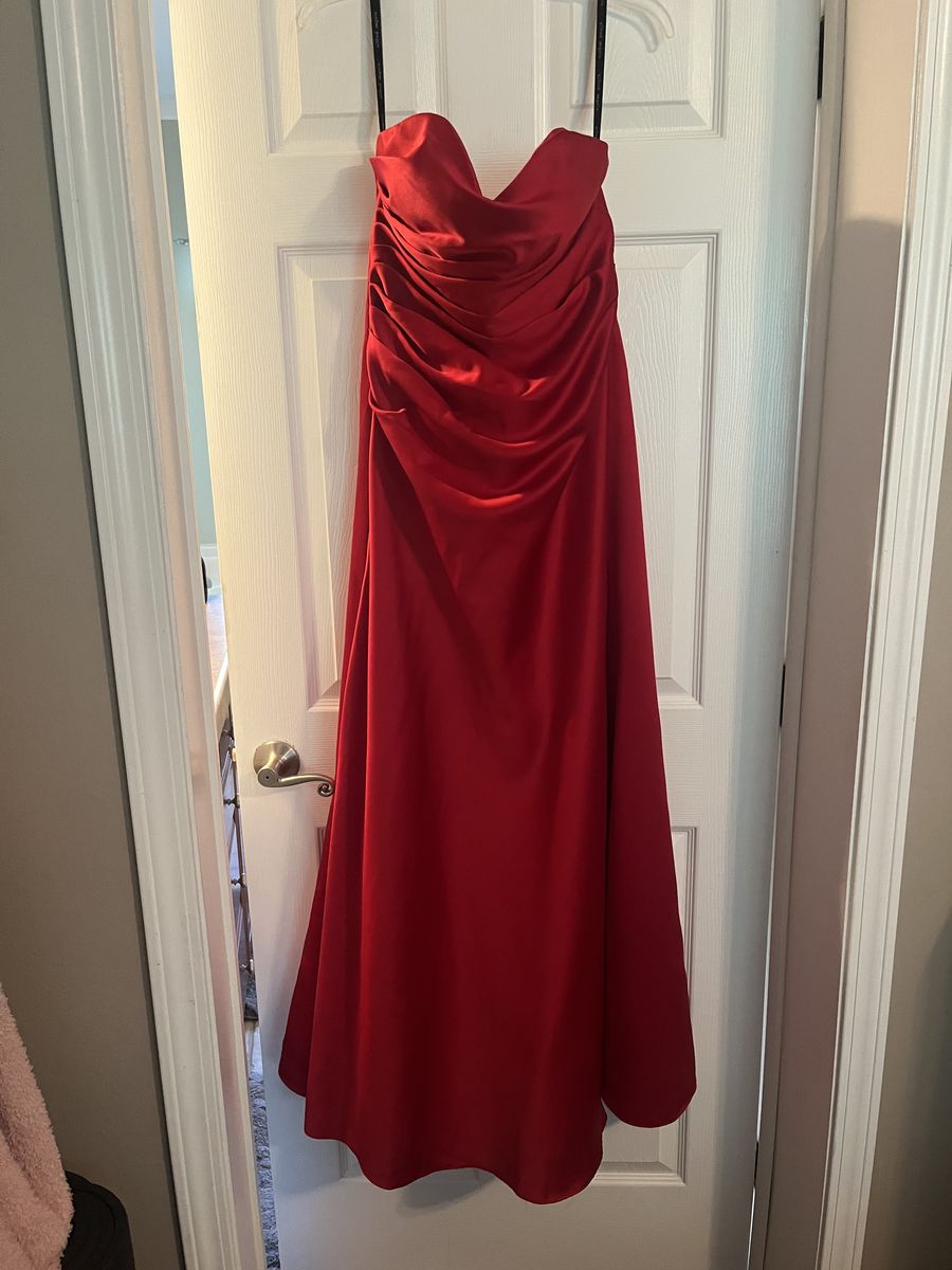 Style 7041 Alfred Angelo Size 8 Bridesmaid Strapless Red Ball Gown on Queenly