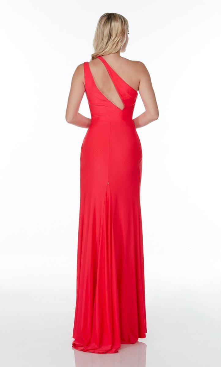 Style 61164 Alyce Paris Size 8 Prom Satin Hot Pink Side Slit Dress on Queenly