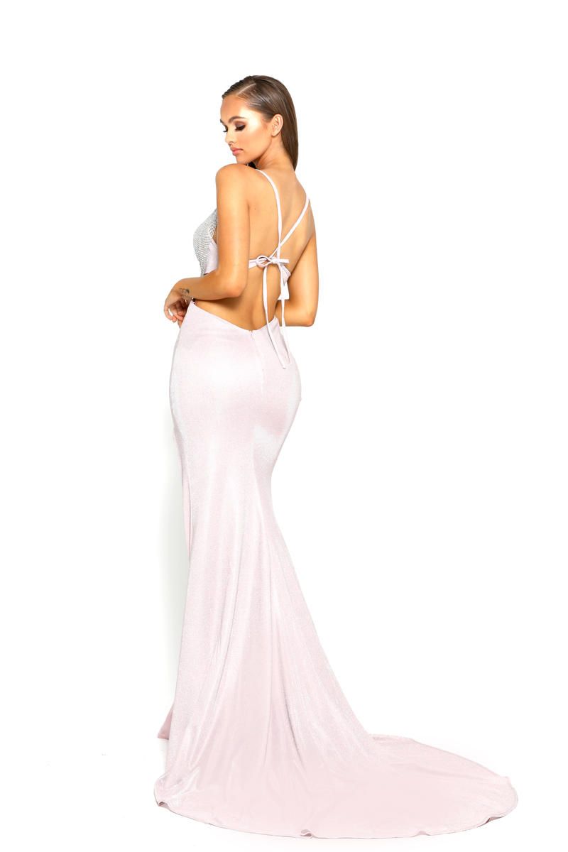 Style PS1987 Portia and Scarlett Size 6 Prom Sequined Light Pink Side Slit Dress on Queenly