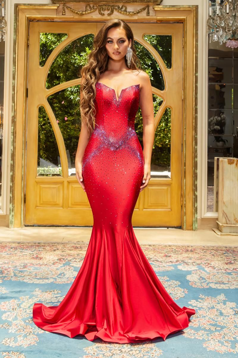 Style PS22242 Portia and Scarlett Size 8 Prom Red Mermaid Dress on Queenly