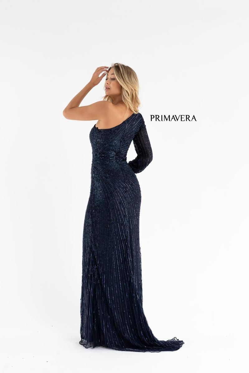 Style 3757 Primavera Size 14 Prom Blue Side Slit Dress on Queenly