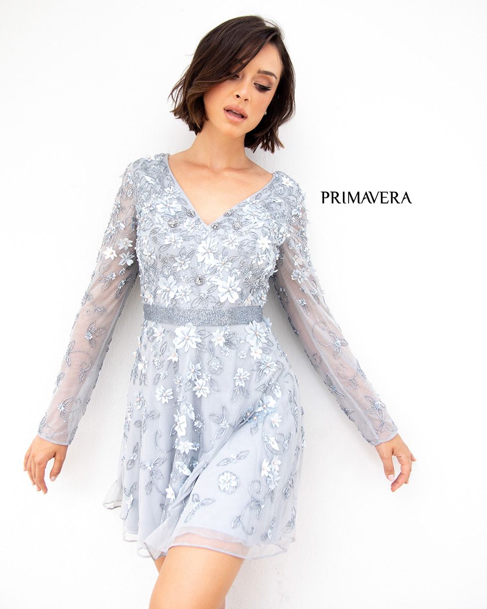 Style 3716 Primavera Size 14 Silver Cocktail Dress on Queenly