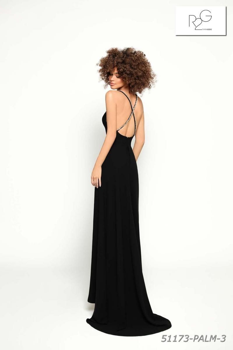 Style 51173 Tarik Ediz Size 6 Prom Black Formal Jumpsuit on Queenly