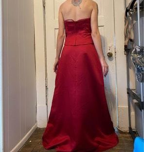 Size 6 Bridesmaid Red Floor Length Maxi on Queenly