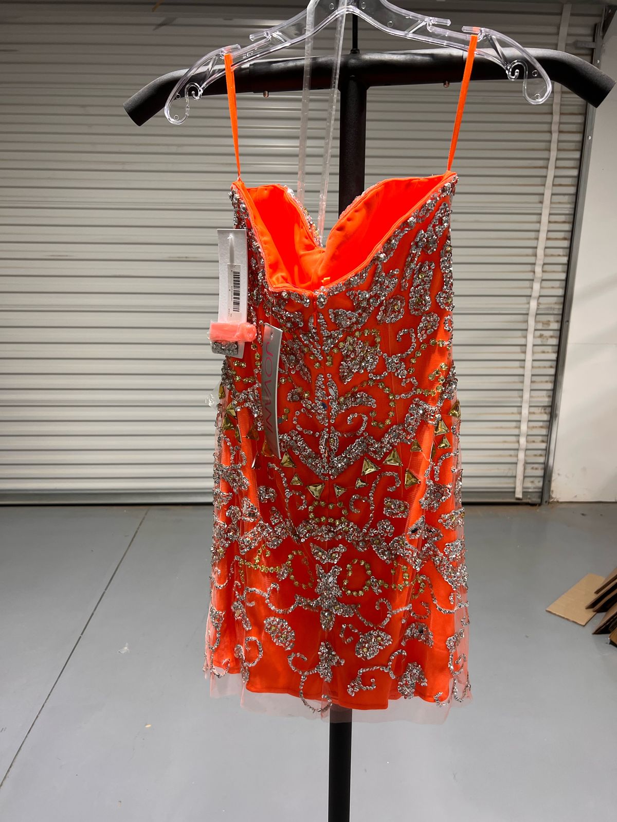 Jovani Size 4 Homecoming Strapless Sequined Orange Cocktail Dress on Queenly