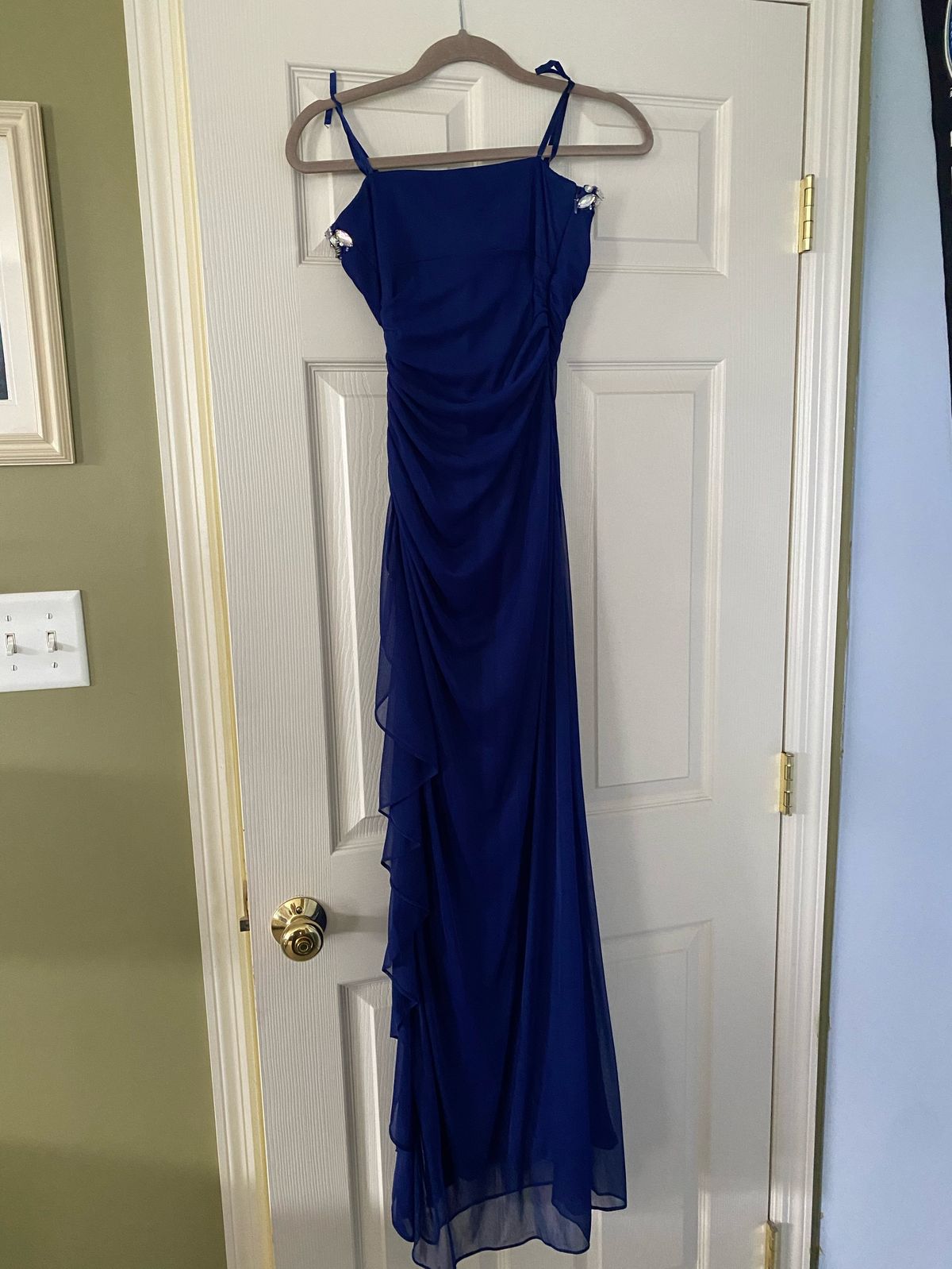 Girls Size 3 Prom Strapless Blue Floor Length Maxi on Queenly