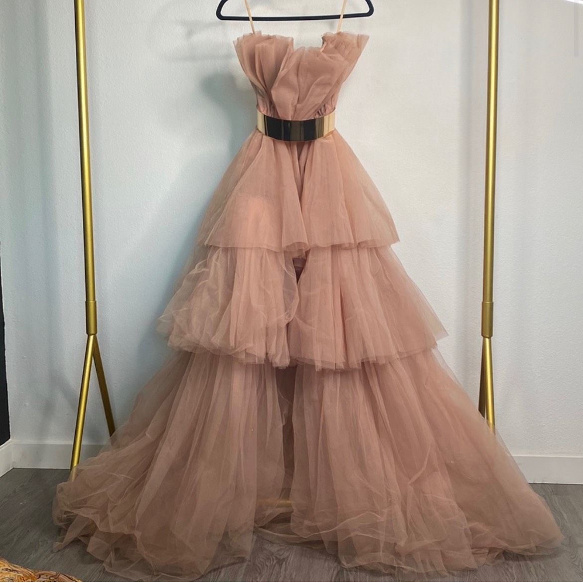 Size 2 Prom Strapless Light Pink Ball Gown on Queenly