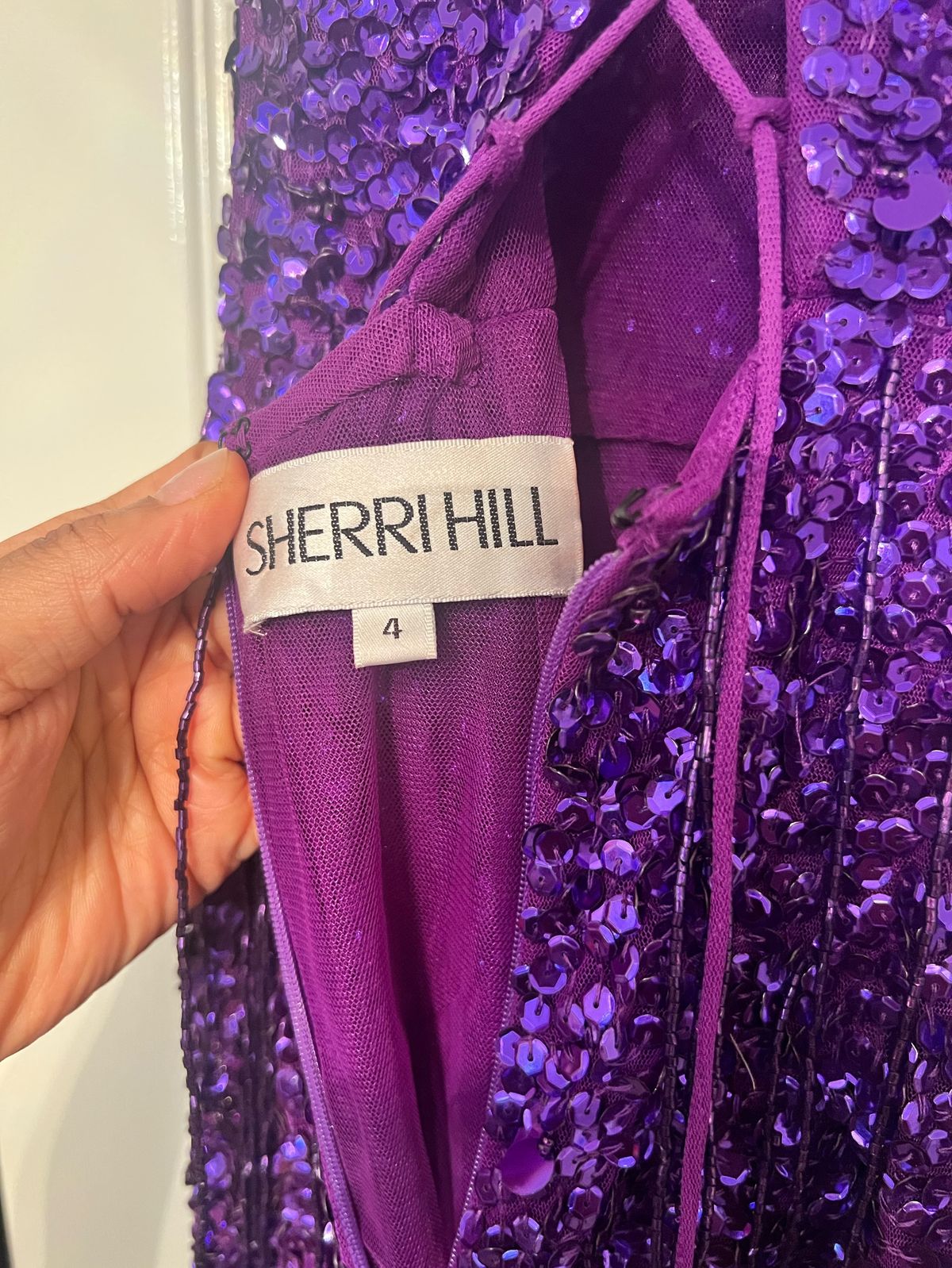 Sherri Hill Size 4 Purple Side Slit Dress on Queenly